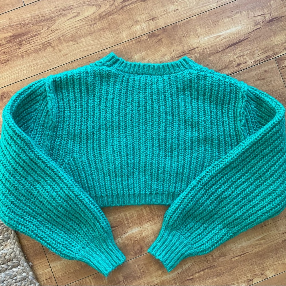 Zara Cropped Green Chunky Sweater - Picture 8 of 8